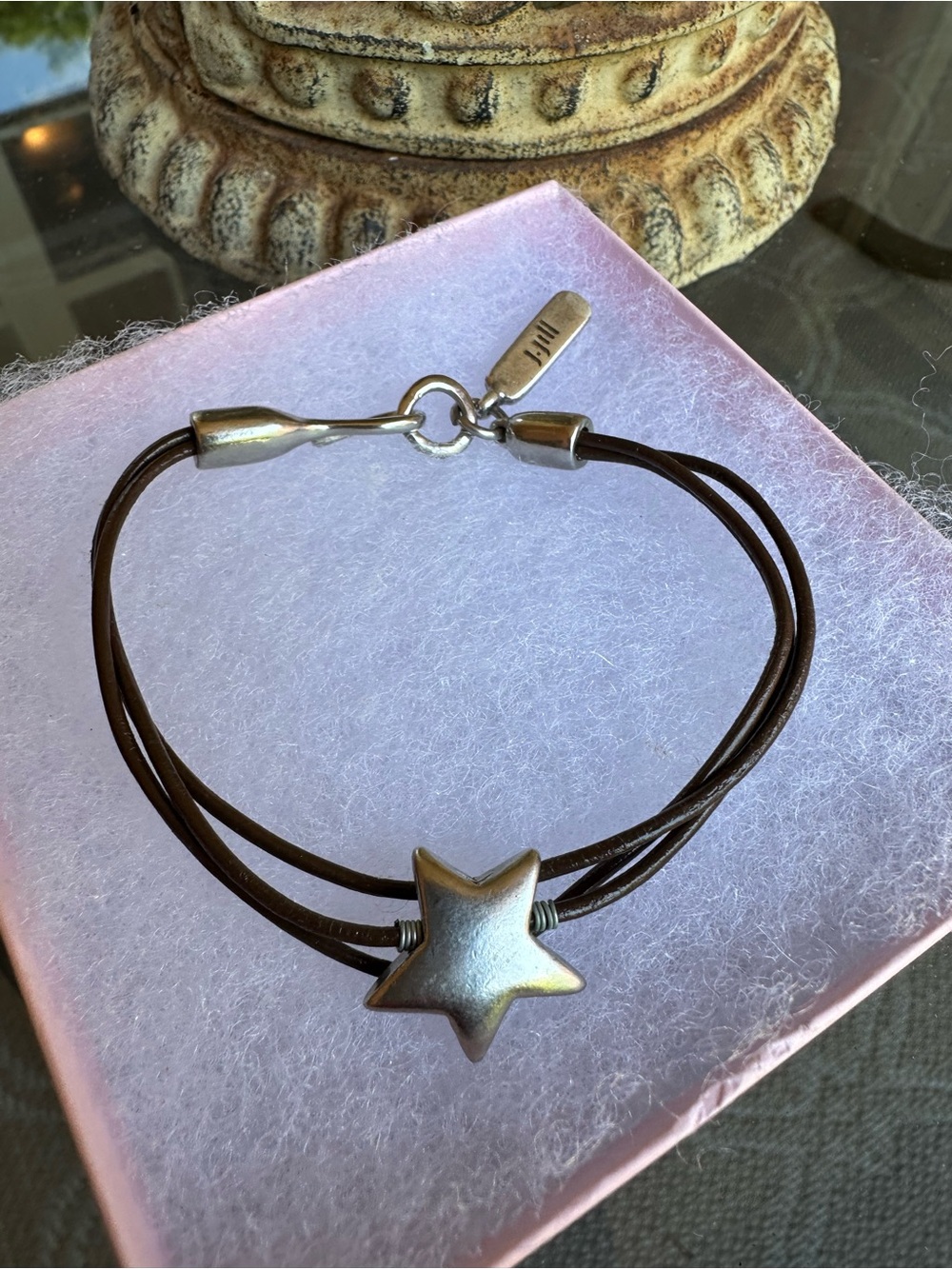 J Jill 3 strand leather Silver Star Bracelet “Compassion “